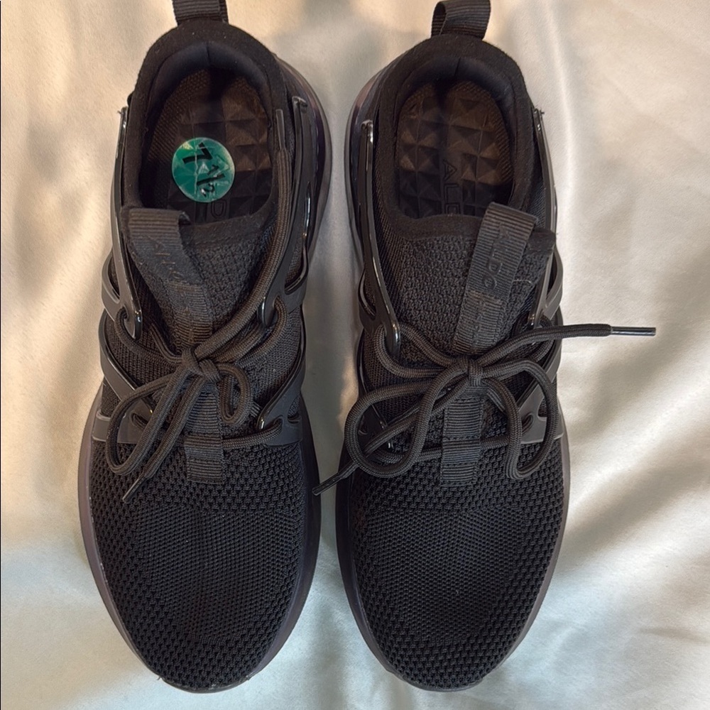 Aldo Brand, Woman’s Black Athletic Sneakers with holographic rubber soles, 7.5 - Picture 6 of 11
